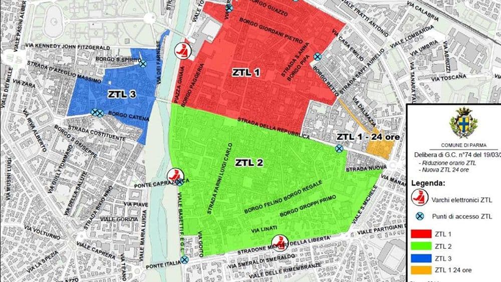 Zonizzazione del centro e aree limitrofe
